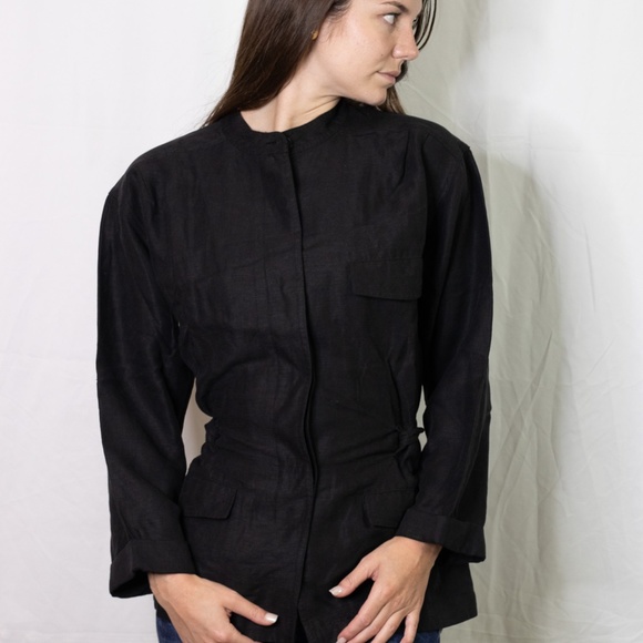 Wilfred Black Mandarin Collar Belted Jacket - Picture 1 of 9